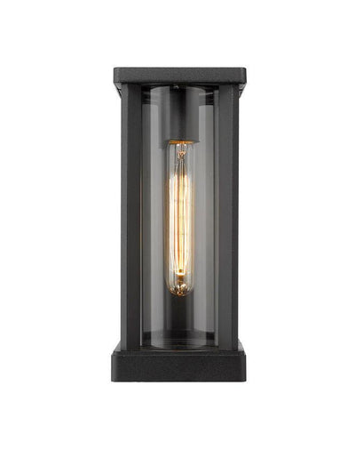 Black with Cylindrical Clear Glass Shade Outdoor Wall Light - LV LIGHTING