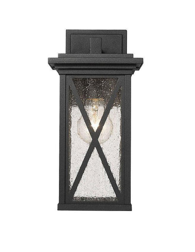 Black X Accent Caged with Clear Seedy Glass Shade Outdoor Wall Light - LV LIGHTING