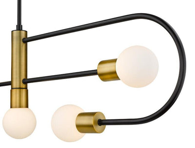 Frosted Glass Globes with Curved Matte Black Rods Pendant - LV LIGHTING
