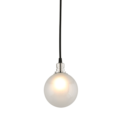 Carbide Black and Polished Nickel with Frosted Glass Globe Pendant - LV LIGHTING