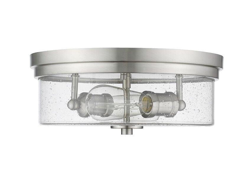 Steel with Clear Seedy Glass Shade Round Flush Mount - LV LIGHTING