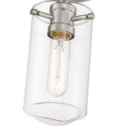 Steel with Clear Cylindrical Glass Shade Flush Mount - LV LIGHTING