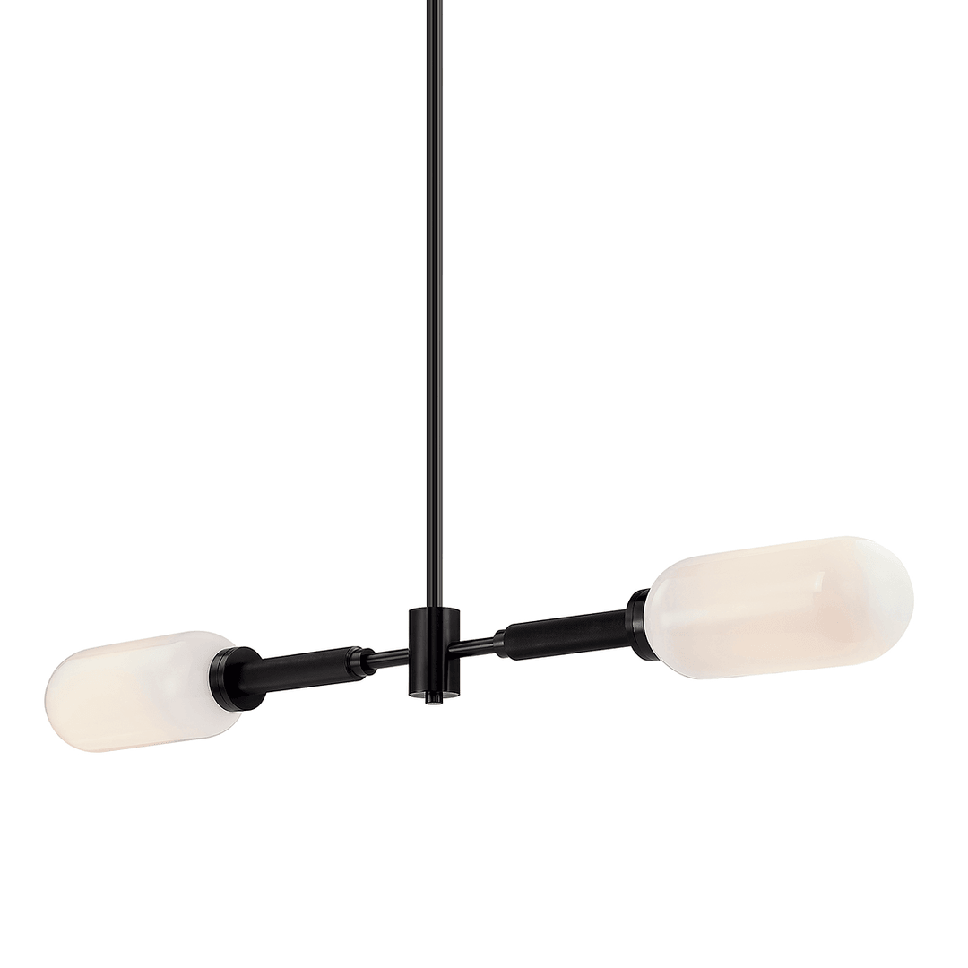 Anodized Black with Opal White Glass Shade Linear Pendant - LV LIGHTING