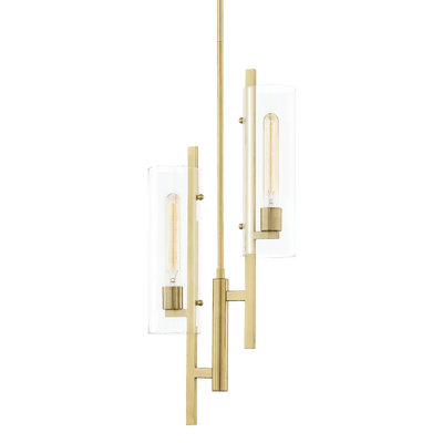 Steel with Clear Cylindrical Glass Shade Pendant - LV LIGHTING
