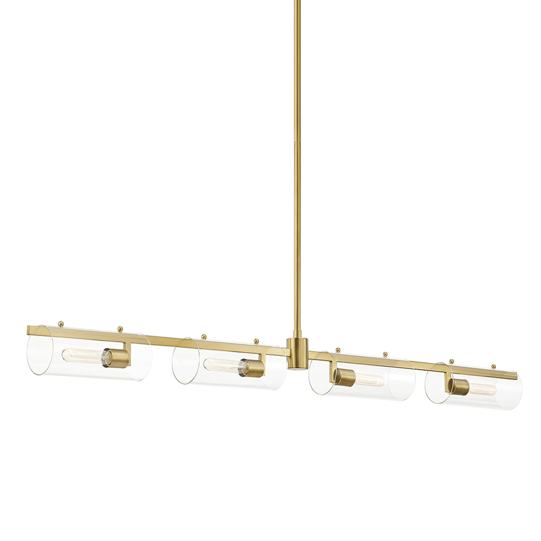 Steel with Clear Cylindrical Glass Shade Linear Pendant - LV LIGHTING