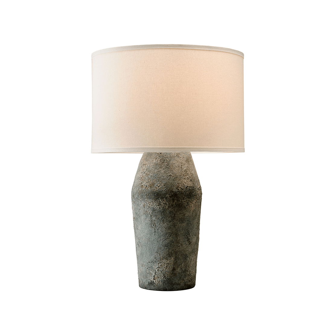 Moonstone Base with Off White Fabric Drum Shade Table Lamp - LV LIGHTING