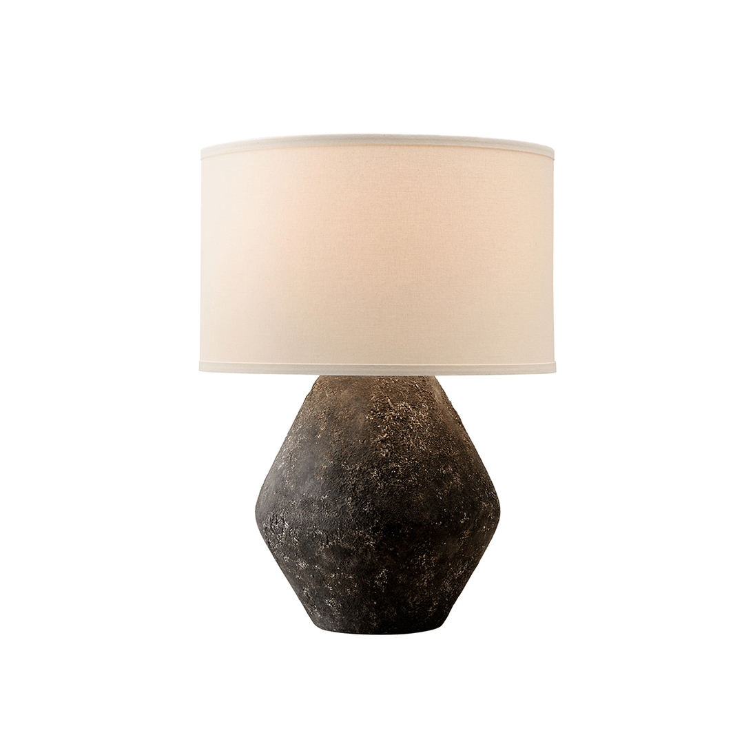 Lava Base with Off White Fabric Drum Shade Table Lamp - LV LIGHTING