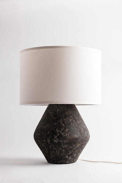 Lava Base with Off White Fabric Drum Shade Table Lamp - LV LIGHTING