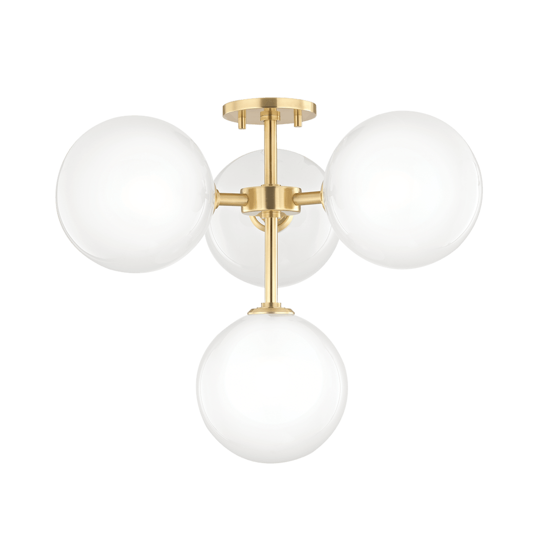 Steel with Frosted Glass Globe Flush Mount - LV LIGHTING