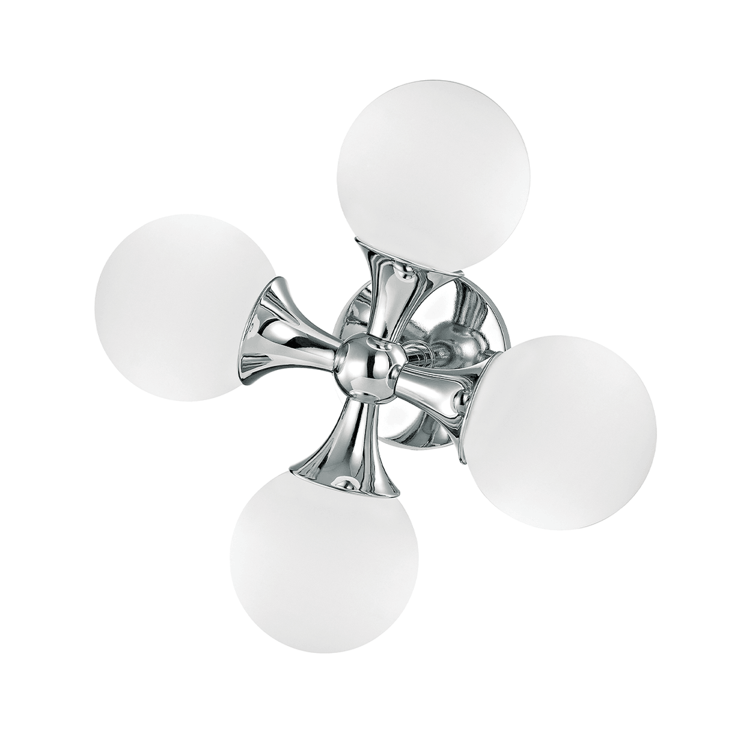 Steel with Opal Matte Glass Globe Shade Flush Mount - LV LIGHTING