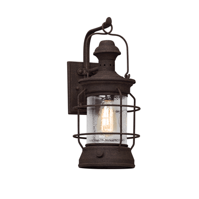 Centennial Rust with Clear Textured Glass Shade Lantern Style Outdoor Wall Sconce - LV LIGHTING