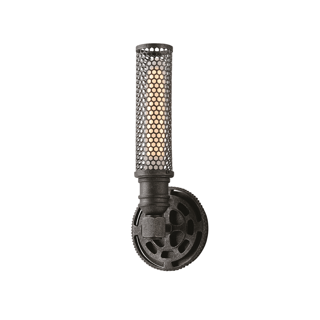 Aged Pewter with Cylindrical Mesh Shade Wall Sconce - LV LIGHTING