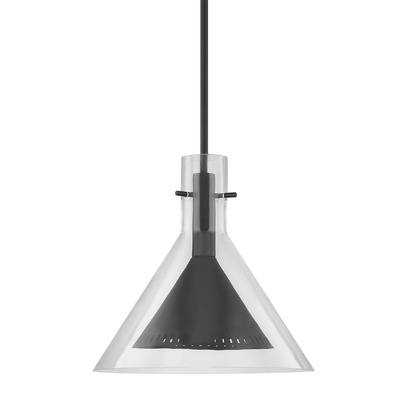 Satin Black with Clear Glass Shade Pendant - LV LIGHTING