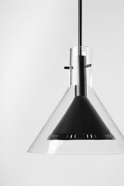 Satin Black with Clear Glass Shade Pendant - LV LIGHTING