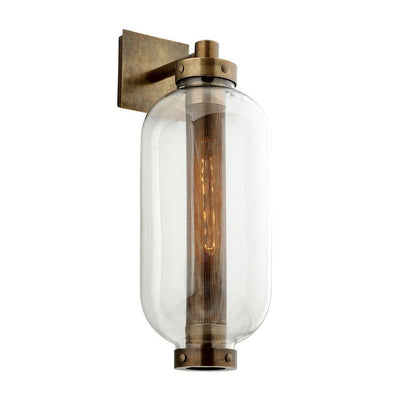 Vintage Brass with Clear Glass Shade Wall Sconce - LV LIGHTING