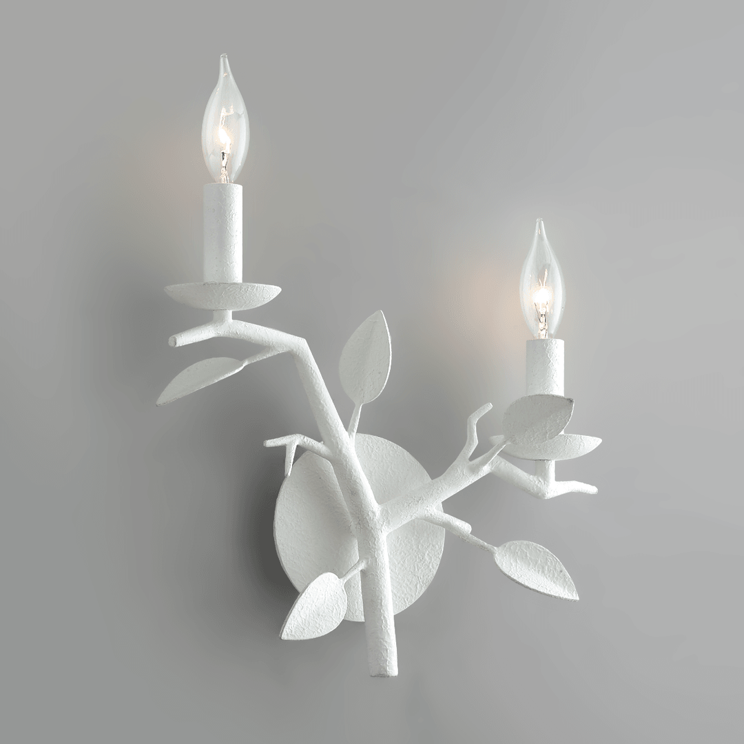 Gesso White Leaf Branch Arms Wall Sconce - LV LIGHTING