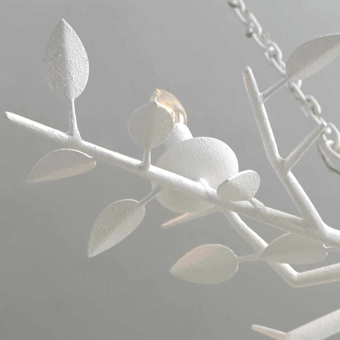 Gesso White Leaf Branch Arms Chandelier - LV LIGHTING