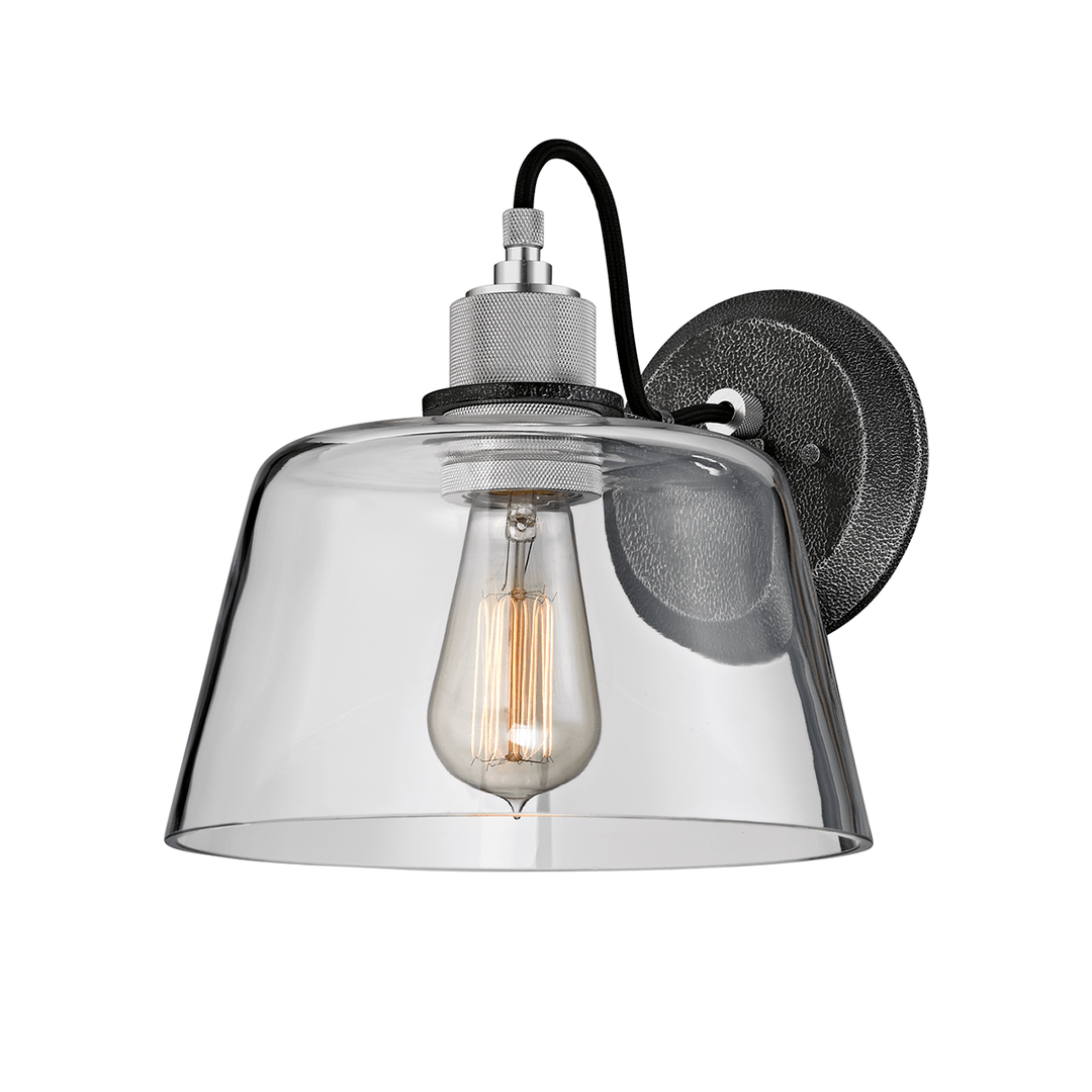 Old Silver and Polished Alumin with Clear Glass Shade Wall Sconce - LV LIGHTING