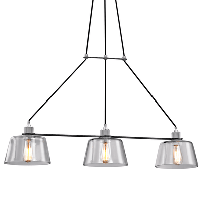 Old Silver and Polished Alumin with Clear Glass Shade Linear Pendant - LV LIGHTING
