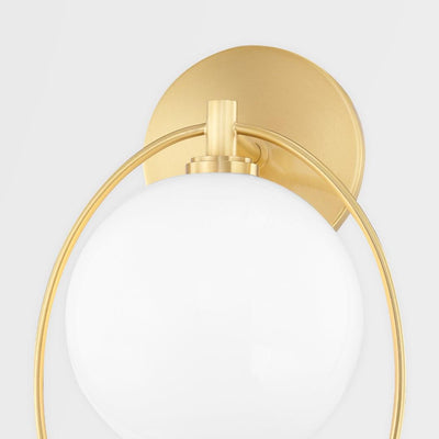 Steel Ring with Opal Glossy Glass Globe Wall Sconce - LV LIGHTING