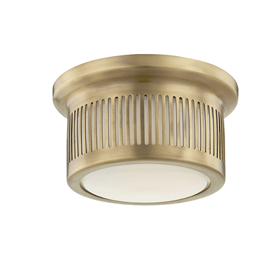 Steel with Opal Glossy Glass Shade Flush Mount - LV LIGHTING