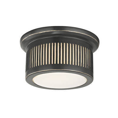 Steel with Opal Glossy Glass Shade Flush Mount - LV LIGHTING