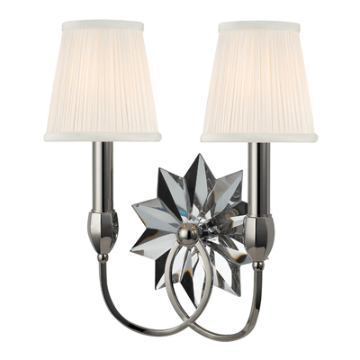 Steel with Star Crystal Block and Fabric Shade 2 Light Wall Sconce - LV LIGHTING