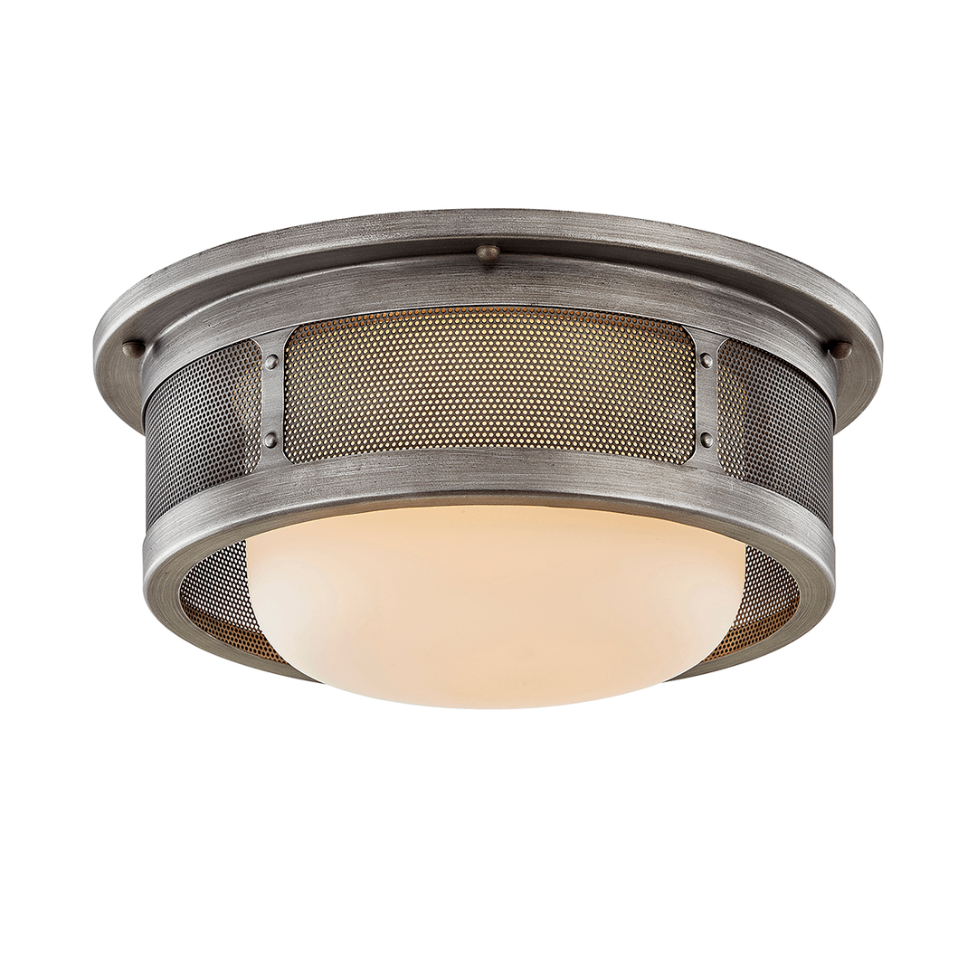 Antique Pewter with Opal White Glass Shade Flush Mount - LV LIGHTING