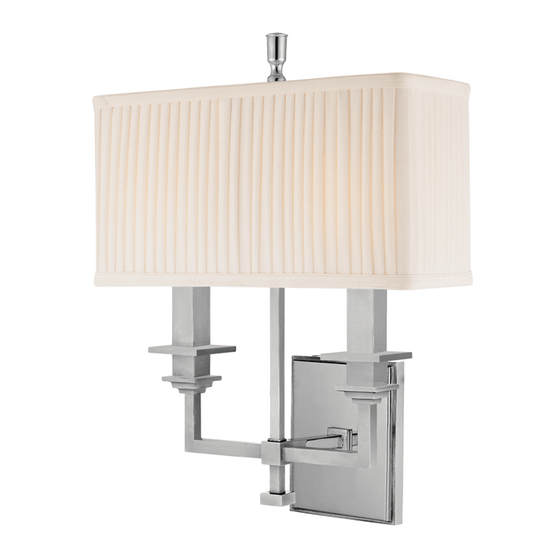 Steel with Folded Fabric Shade 2 Light Wall Sconce - LV LIGHTING