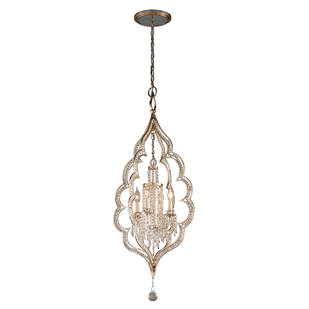 Silver Leaf and Antique Mist with Crystal Drop Chandelier - LV LIGHTING