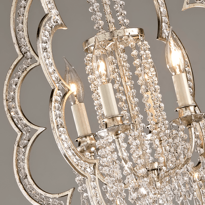 Silver Leaf and Antique Mist with Crystal Drop Chandelier - LV LIGHTING