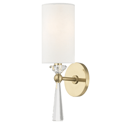 Steel with Thick Faceted Crystal and Fabric Shade Wall Sconce - LV LIGHTING