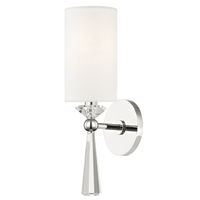 Steel with Thick Faceted Crystal and Fabric Shade Wall Sconce - LV LIGHTING