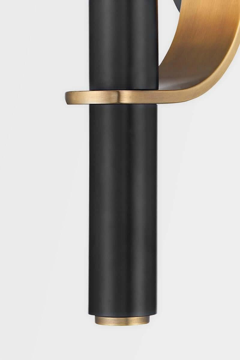 Aged Brass and Soft Black with Curved Arm Wall Sconce - LV LIGHTING