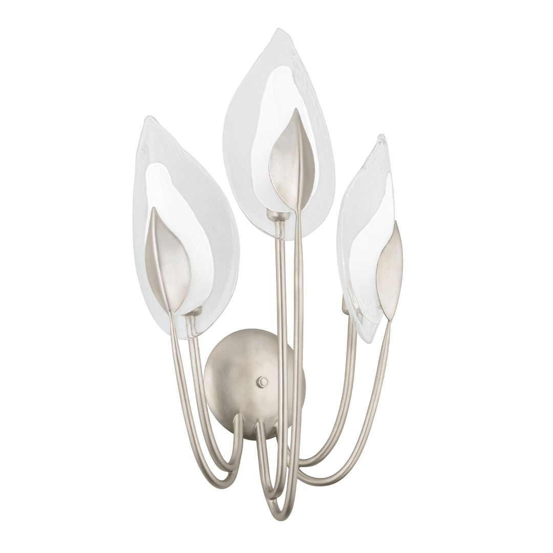 Steel with Clear Leaf Glass Shade Wall Sconce - LV LIGHTING