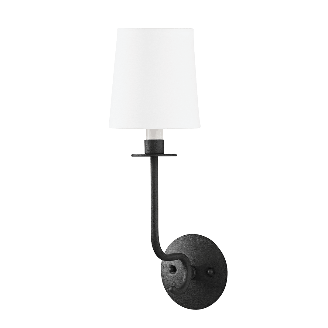 Forged Iron with White Fabric Shade Wall Sconce - LV LIGHTING