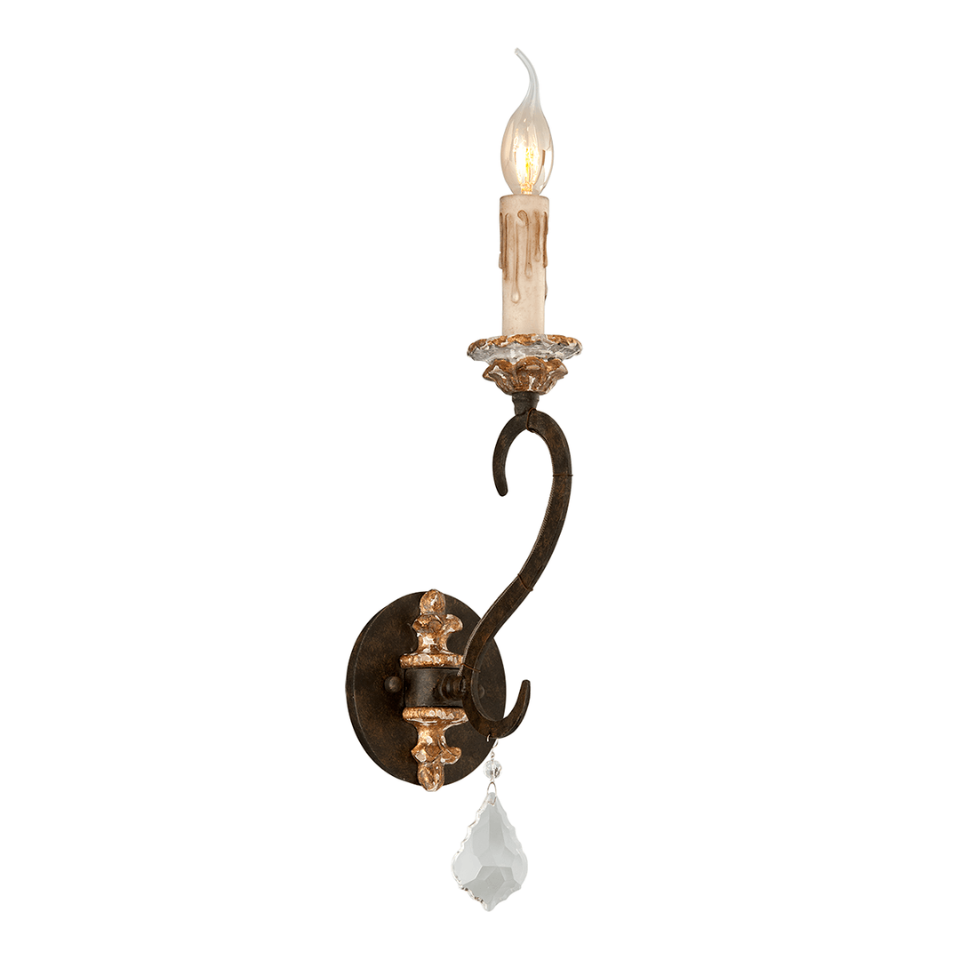 Parisian Bronze with Crystal Drop Wall Sconce - LV LIGHTING