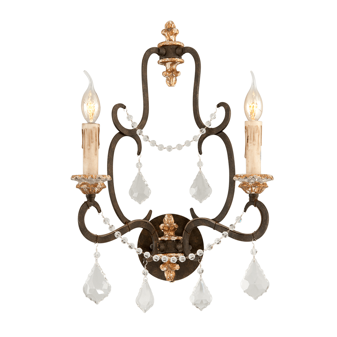 Parisian Bronze with Crystal Drop and Strand Wall Sconce - LV LIGHTING