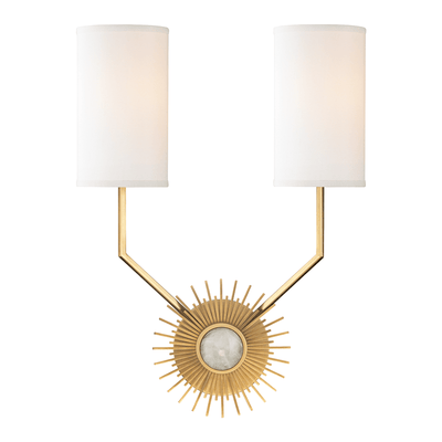 Steel Sunburst with Off White Fabric Shade Wall Sconce - LV LIGHTING