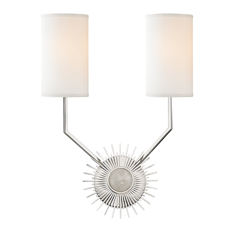 Steel Sunburst with Off White Fabric Shade Wall Sconce - LV LIGHTING