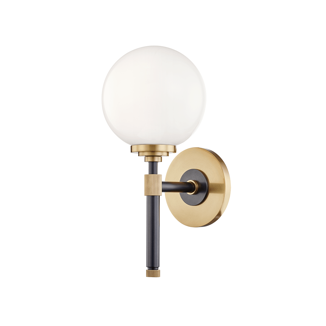 Steel Rod with Opal Shiny Glass Globe Wall Sconce - LV LIGHTING