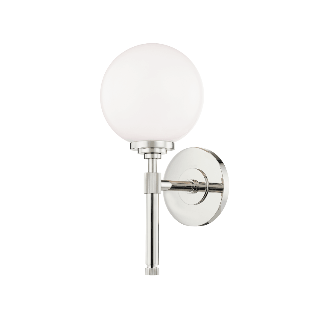 Steel Rod with Opal Shiny Glass Globe Wall Sconce - LV LIGHTING