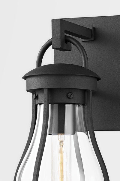 Textured Black with Clear Glass Shade Outdoor Wall Sconce - LV LIGHTING