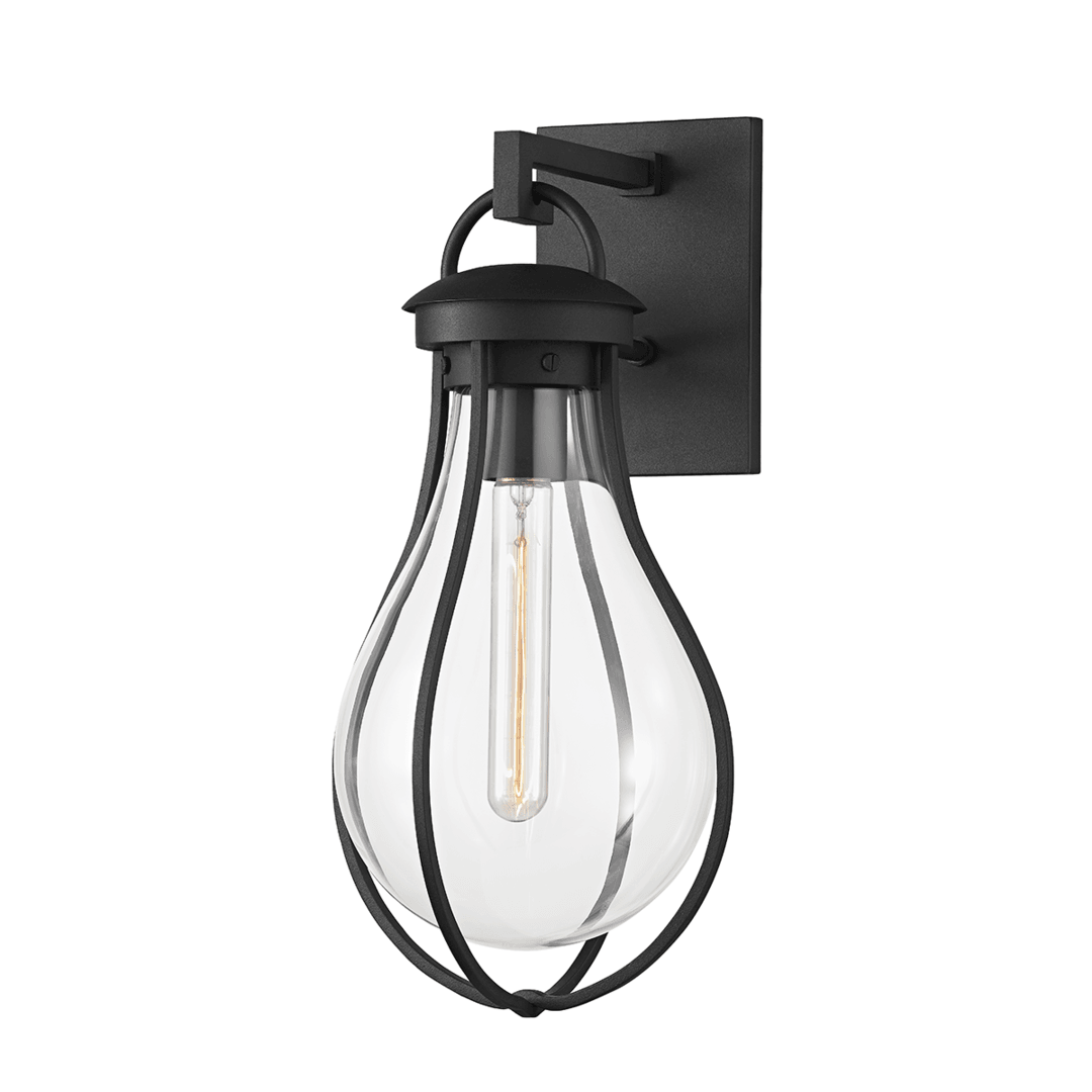 Textured Black with Clear Glass Shade Outdoor Wall Sconce - LV LIGHTING