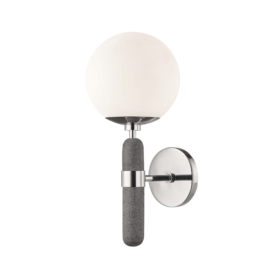 Steel and Moon Concrete with Frosted Glass Globe Wall Sconce - LV LIGHTING