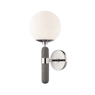 Steel and Moon Concrete with Frosted Glass Globe Wall Sconce - LV LIGHTING