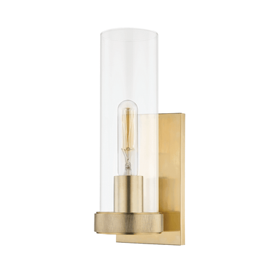 Steel with Clear Cylindrical Glass Shade Wall Sconce - LV LIGHTING