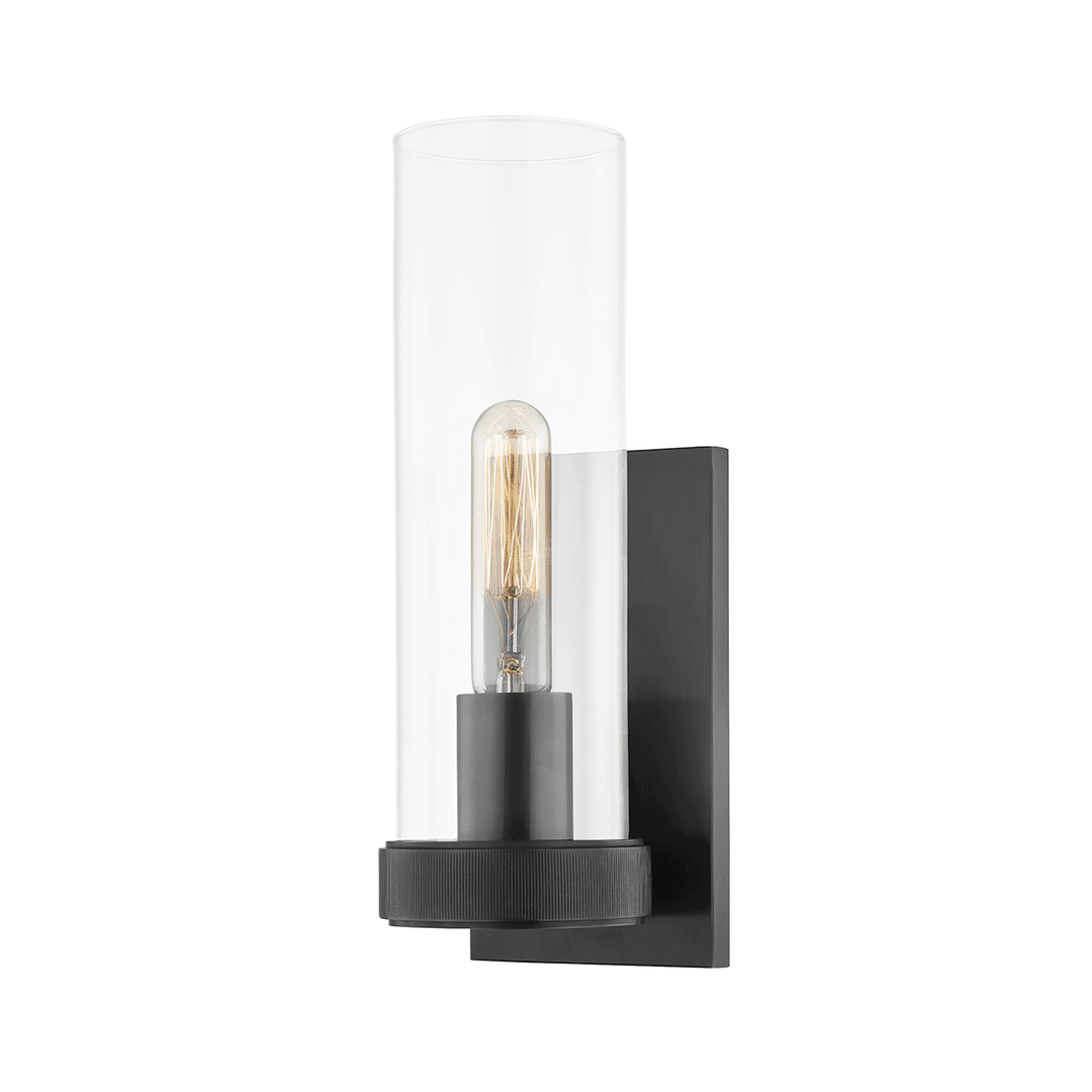 Steel with Clear Cylindrical Glass Shade Wall Sconce - LV LIGHTING