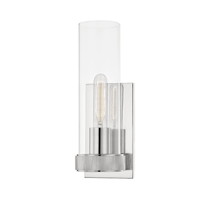 Steel with Clear Cylindrical Glass Shade Wall Sconce - LV LIGHTING