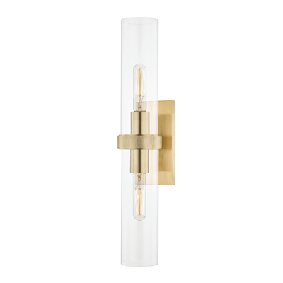 Steel with Clear Cylindrical Glass Shade Wall Sconce - LV LIGHTING